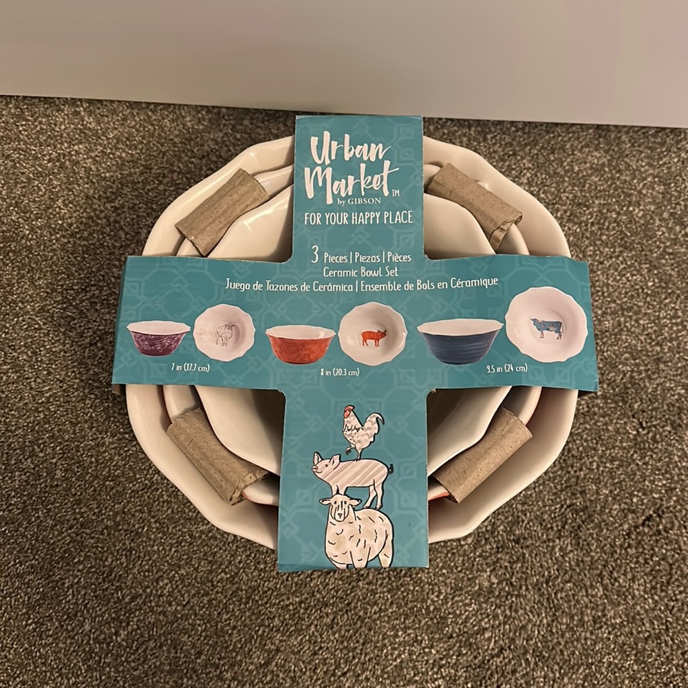 The Urban Market-Life on the Farm 3-Piece Bowl Set